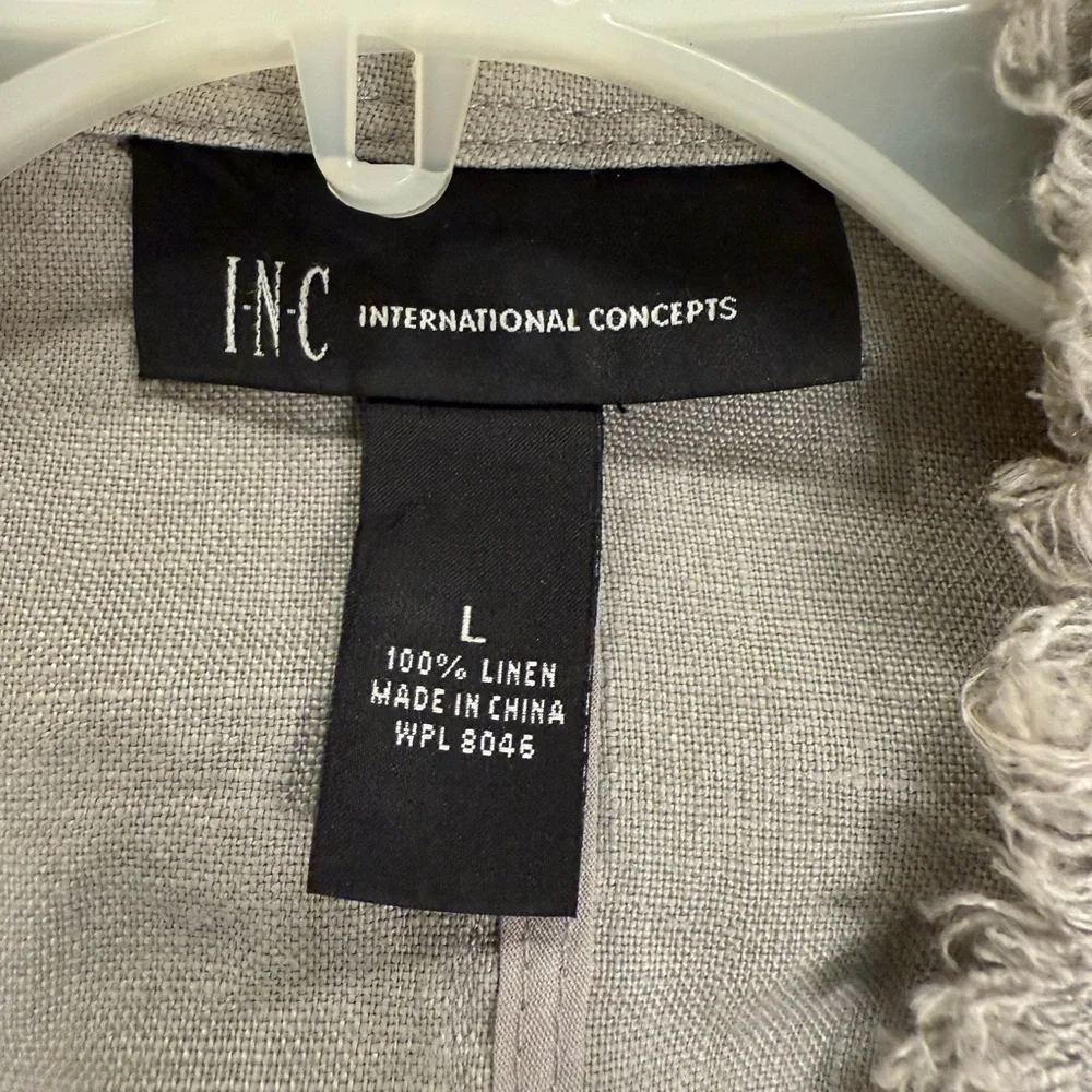 INC International Concepts Frayed Edge Light Gray Blazer SzL - Picture 6 of 7